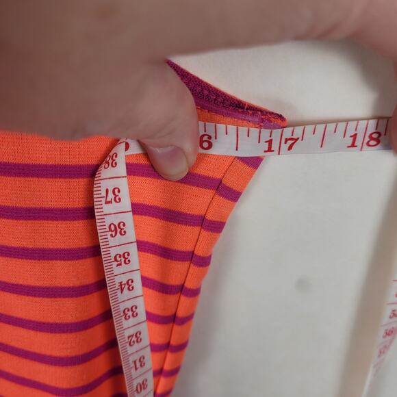 L'Amour by Nanette Lapore Orange Pink Stripe Sleeveless Skater Dress Dopamine - Picture 6 of 7